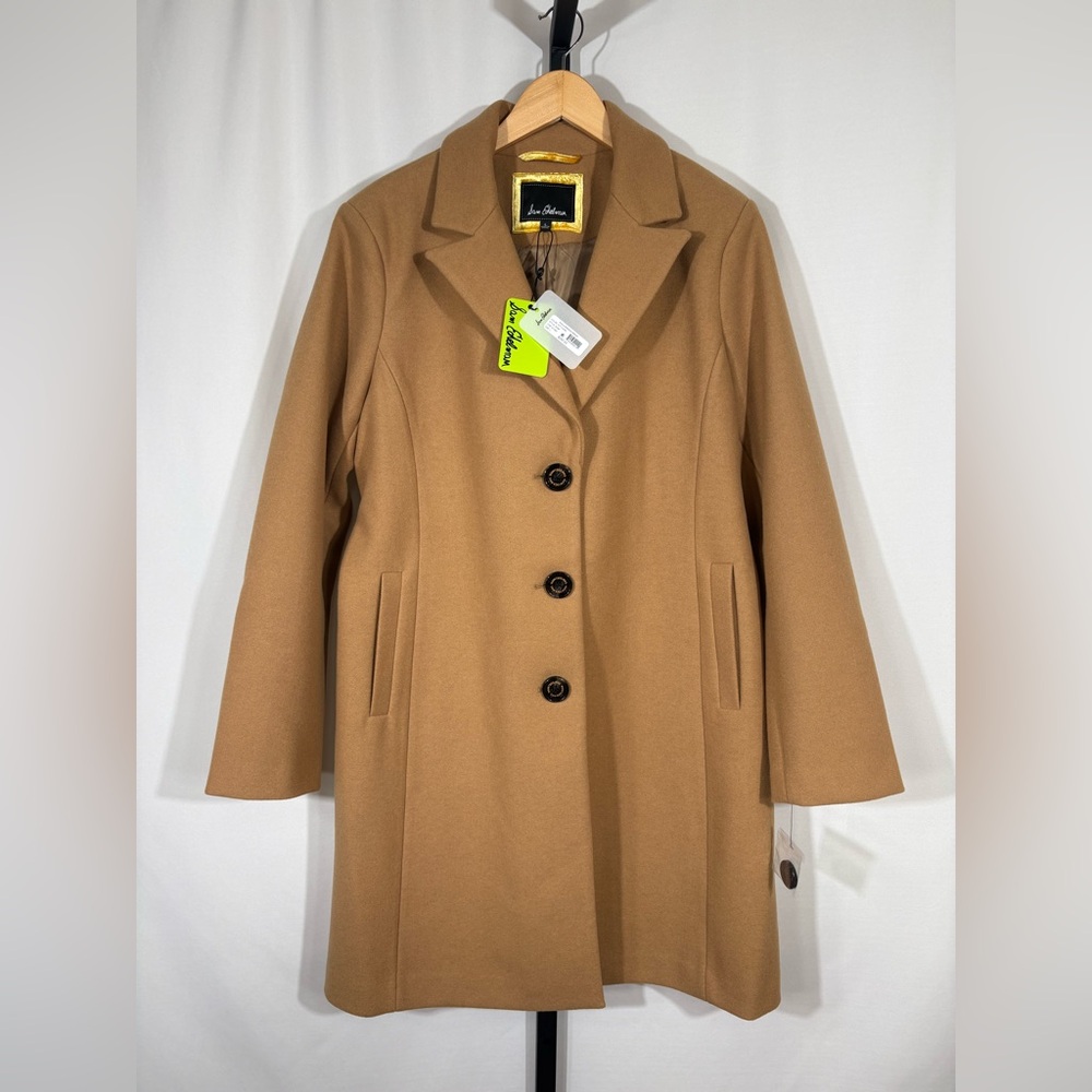 NWT Sam Edelman Women's Single Breasted Reefer Coat in Camel Women’s Large